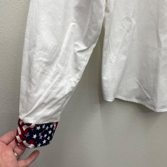 Roughrider By Circle T Western American Flag Long Sleeve Blouse Size Large - Picture 5 of 8